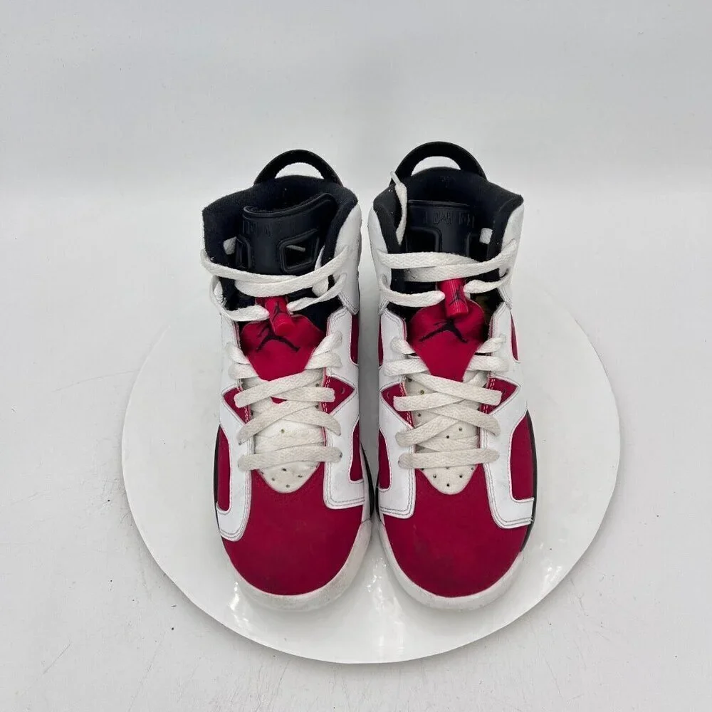 Nike Air Jordan 6 Carmine Retro Youth Sz 7Y Women 8.5 384665 106 White Red Shoes